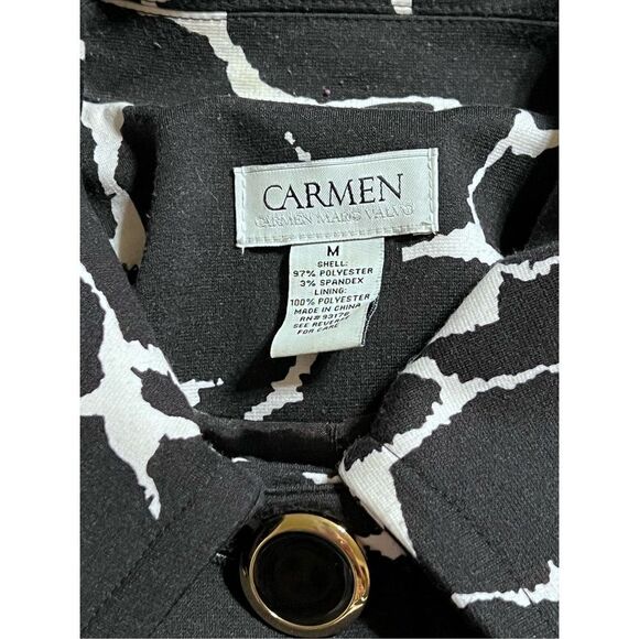 Carmen Black & White Animal Print 3/4 Swing Coat Size Medium - Picture 3 of 4